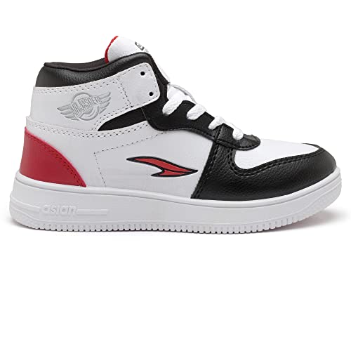Image of ASIAN Kid's THUNDER-11 Casual White Sneaker Outdoor,High Neck Shoes with Extra Jump Casual Lace-Up Shoes for Boy's