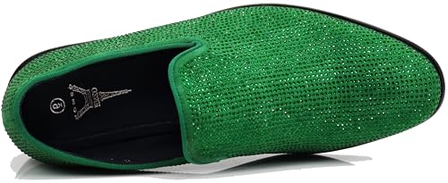 Image of SPK26 Men's Vintage Velvet Rhinestone Designer Dress Loafers Slip On Shoes Classic Tuxedo Dress Shoes