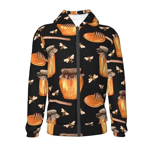 Bee and Honey Kid Hoodies Boys Zip Up Sweatshirts Girls Pullover with Pocket2