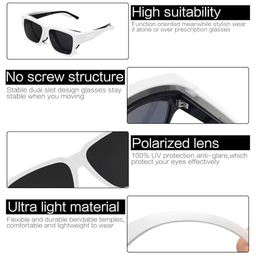 Image of Face Shadow Polarized Over Glasses Sunglasses for Men Women, Lightweight Fit Over Square Sun Glasses UV400 Protection -C11