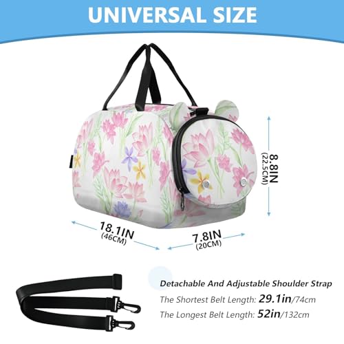 Lotus Flowers Kids Duffle Bag,Sports Gym Bag with Shoe Compartment Travel Duffel Bags for Boys and Girls3