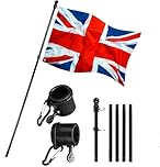 6FT Flag Pole Kit ,Telescopic Flag Poles for Garden,Wall Mounted Flagpole Kit with Tangle-free 360 Rotating Rings , Heavy Duty Stainless Steel Flagpole Set for House Garden Yard Outdoor Fence,No Flag