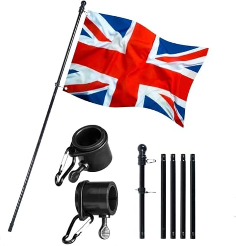 6FT Flag Pole Kit Telescopic Flag Poles for Garden Wall Mounted Flagpole Kit with Tangle-free 360 Rotating Rings Heavy Duty Stainless Steel Flagpole Set for House Garden Yard Outdoor Fence No Flag