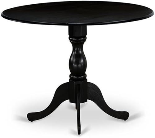 Miniatura 7 de East West Furniture DLMZ3-AB6-06 - Juego de mesa de comedor moderno de 3 piezas que contiene una mesa redonda de madera con gotas y 2 sillas de