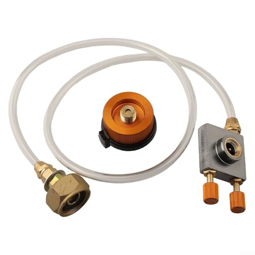 Aprilsunnyzone Kit de conexión para válvula de gas, válvula de interruptor de adaptador de cilindro de gas, cobre, tubo de poliuretano de 70 cm, para estufas de camping, barbacoas, linternas