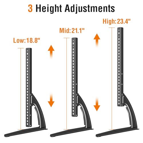 Image of ELIVED Universal Table Top TV Stand for Most 27 to 55 inch LCD LED Plasma Flat /Curved Screen TVs, TV Base Height Adjustable Leg Stand, Replacement TV Feet Holds up to 88lbs, Max VESA 800x400mm