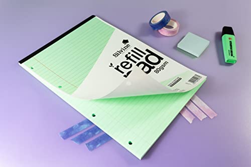 Silvine A4 Green Paper Dyslexia Refill Pad - Lined with Margin (100 Pages) - Image 5