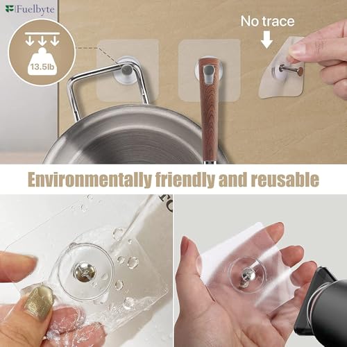 Image of Fuelbyte 10 PCS Adhesive Wall Hook Set - Wall Hanging Decoration, Strong Wall Hanger Hook for Heavy Items, Self Adhesive Wall Hooks for Hanging, Multipurpose Hooks for Home & Office (Nail Hook, 10)