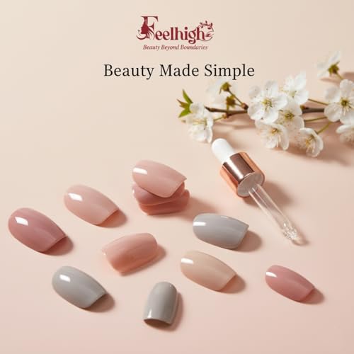 Image of 120 Pcs Press On Nail Tips - Medium Round Artificial Nail Extensions in 5 Colors, Natural Reusable Stick-On False Nails Kit for Women & Girls, 12 Sizes, Salon-Like Finish (Shade 04)