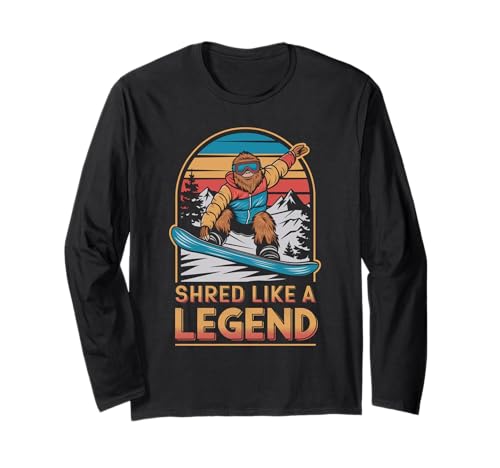 Cool Snowboard Shred Like a Legend para hombres, mujeres y niños Manga Larga
