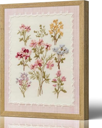 Pink Wildflowers Framed Canvas Art
