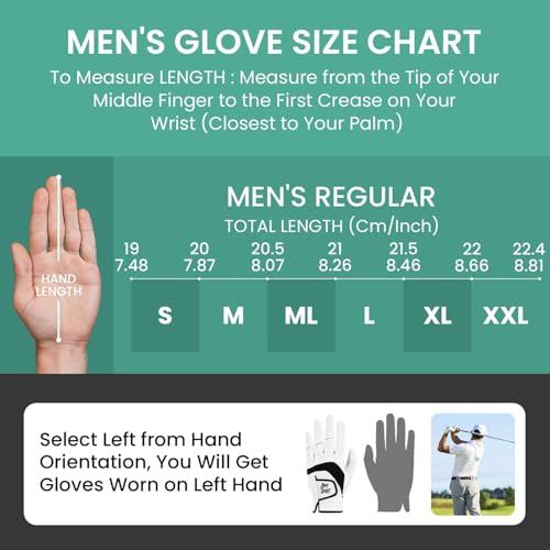 Image of Amy Sport Golf Gloves Men Soft Breathable 3 Pack (White, Medium, Left) | Soft PU Leather Grip Feel, All Weather Reliable Hold, Breathable Comfort Fit, Stable Swing Performance