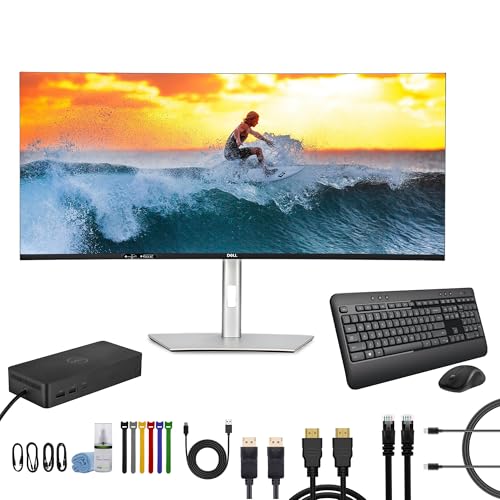 Image of Dell UltraSharp U4025QW 40 inch Class 5K2K WUHD Curved Screen LED Monitor Bundle with Universal Dock - UD22 + MK540 Advanced Wireless Keyboard and Mouse Combo, Black + More