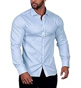 COOFANDY Men's Muscle Fit Dress Shirts Wrinkle-Free Long Sleeve Casual Button Down Shirt