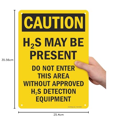 SmartSign Znak "Uwaga - H2S może być obecny, nie wchodzić bez zatwierdzonego sprzętu" | 25 cm x 35 cm aluminium