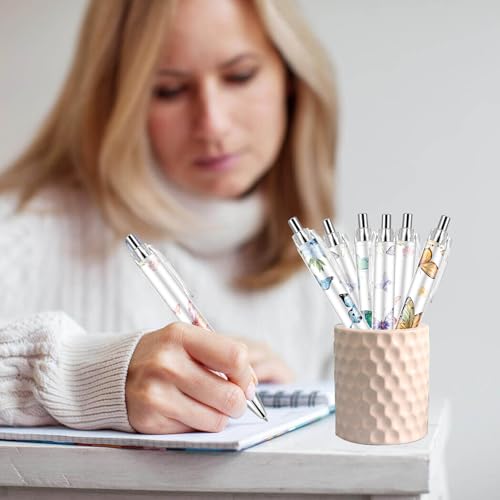 Lebsitey 30 PCS Butterfly Ballpoint Pen Retractable Ballpoint Pen, 0.5mm Ball Point Pens for Office Stationery Home School Supplies for Women Teacher Gifts Black Ink, Medium Point (Butterfly, 30)
