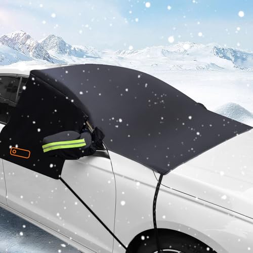 YTACREA Auto Frontscheibenabdeckung, Extra Dick Autoscheiben Abdeckungen Winter, Abriebfestes Wasserdichtes Oxford- Gewebe Scheibenabdeckung, Windschutzscheibenabdeckung für Gegen Schnee, Frost, UV