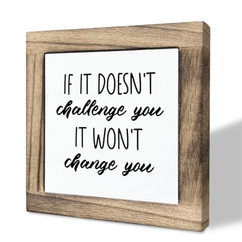 Inspirational Wood Sign, Box Wood Plaques Desk Décor, Home Gym