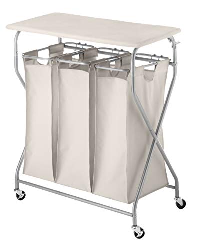 Whitmor Easy-Lift Triple Folding Table Laundry Sorter, W, Tan #TOP21