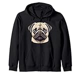 Photo Gallery carino pug face cartoon puppy dog lover felpa con cappuccio Photo Gallery carino pug face cartoon puppy dog lover felpa con cappuccio