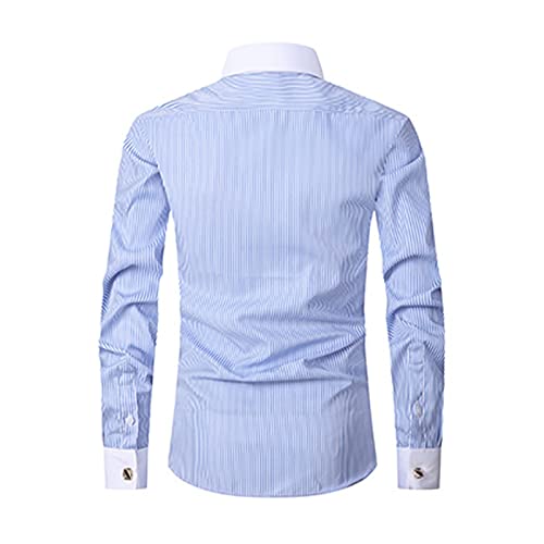 Alsogo Men's Dress Shirts Long Sleeve Slim Fit Button Down Casual Shirt With Pocket Sky Blue Xl #TOP1