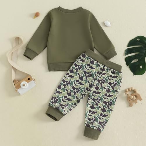 Toddler Baby Boy Fall Winter Clothes Retro Embroidery Duck Hunting Sweatshirt Pullover Camo Pants Outfits2