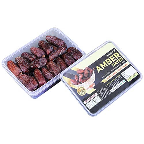 Image of Markstor Fresh Amber Dates - 1 Kg [500g x 2]- Premium Jumbo-Sized Dates from Madina, Saudi Arabia - Organic Dates [Khajoor /Khajur]