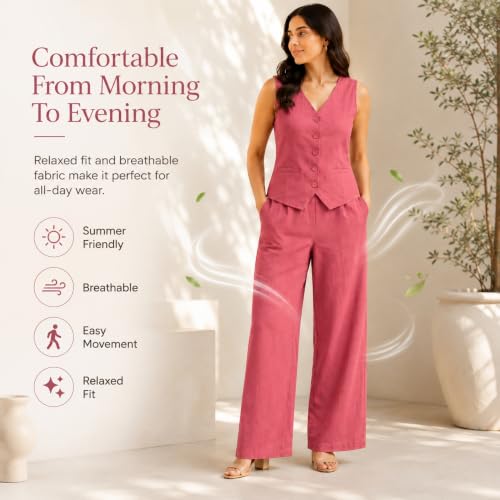 Image of Women Cotton Blend Western Co-Ord Set | Stylish Top & Pant Set for Women | Dress For Womens | Casual High Waist Solid Pant Outfit