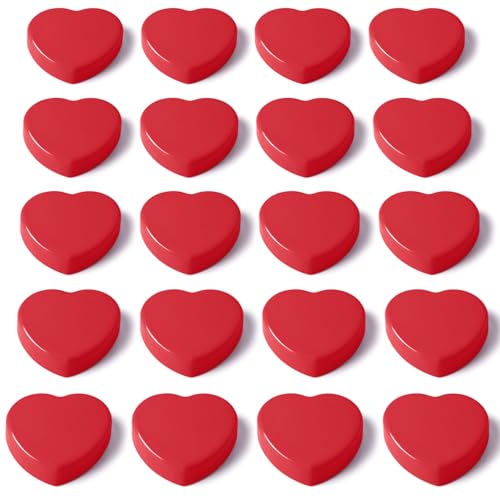 20 imanes de corazón para nevera - magnéticos decorativos rojos