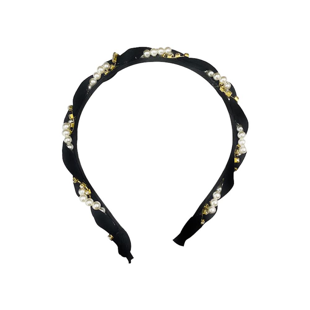 Headband, pearl braided headband, shiny diamond headband, rhinestone wrap headband
