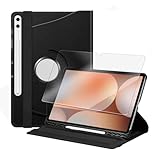 Visiodirect Verre trempé + Coque Rotatif en Simili Cuir Compatible pour Samsung Galaxy Tab S10+ Plus 12.4 SM X820 SM X826   Noir