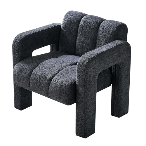 Sillón moderno con tela boucle gris oscuro miniatura 5