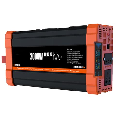 Inversor de corriente de 12v, 220v, 1000W, 2000W, 3000W, inversor de onda sinusoidal pura con salida de cableado, inversor de corriente con pantalla LCD para uso doméstico,2000W
