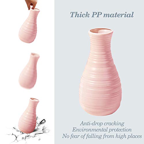 Unbreakable Vase for Flowers, Ceramic Look Plastic Vase for Home Decor, Living Room, Table (Seashell Pink)