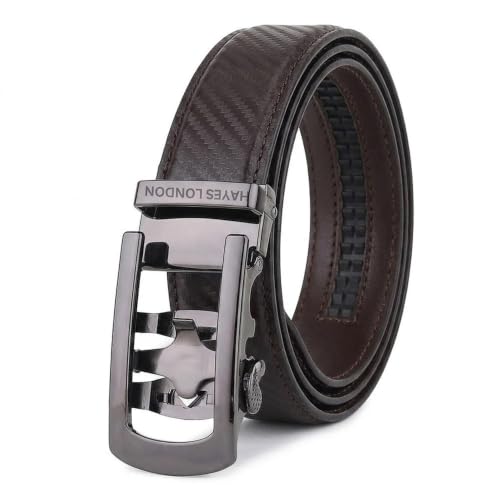 Image of HAYES LONDON Leather Ratchet Belt for Men | Adjustable No-Holes | Customizable Fit, Stylish & Effortless Buckle | Formal & Casual Wear Belts