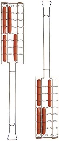 Rome Campfire Full Pack Hot Dog Roasters, Set of 2, Chrome-Plated Steel Baskets with Long Handles, Hold 8 Hot Dogs or 4 Footlongs Each, Durable Outdoor Grill Baskets for Campfire Cooking