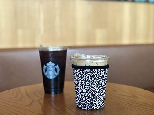 Image of 3 Pack Reusable Iced Coffee Sleeves - Xumbtvs Insulator Sleeve for Cold Beverages, Neoprene Coffee Cup Holder (Leopard print)