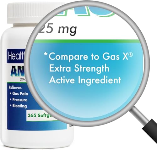 Image of HealthA2Z Gas Relief Simethicone | 125mg | Relieves from Stomach Discomfort and Gas | Anti Flatulence | Relieves Gas Fast and Bloating (365 Counts (Pack of 2))