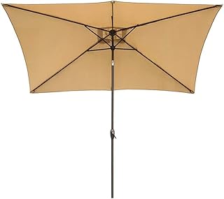 HZH Guarda-sol retangular de 3 m * 2 m guarda-sol de jardim com função de manivela e inclinação, guarda-sóis de lazer ao ar livre, guarda-sóis de proteção à prova d'água e ultravioleta guarda-sóis