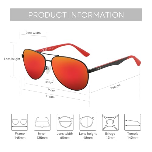 Image of ZENOTTIC Polarized Aviator Sunglasses for Men Carbon Fiber Temple Pilot Sun Glasses with Mirrored Lens UV Protection