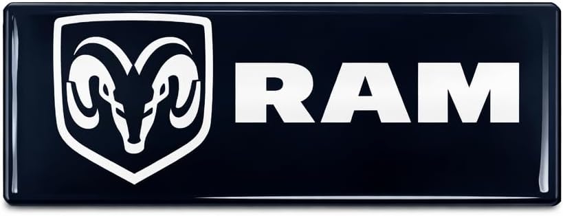 SR1 USA RAM Truck Sun Visor Label Cover Decals - Gloss Black Domed Emblem Interior Stickers - Set of 2 for Dodge Ram 1500, 2500 & 3500 Trucks
