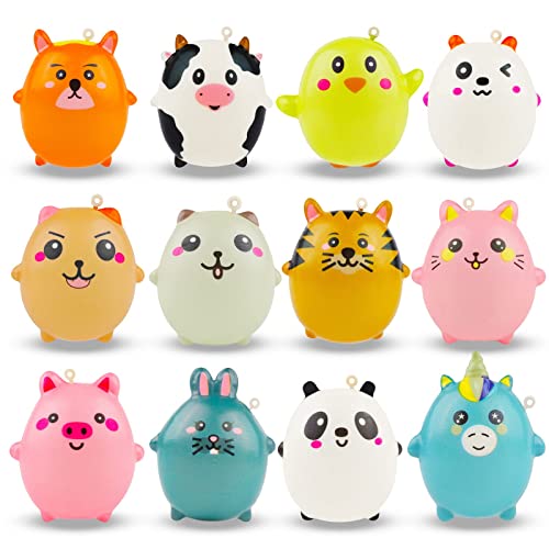Anboor 12 Piezas Squishy Set - Animales Squishies Llavero Kawaii Slow Rising Squeeze Toys 7cm Mini...