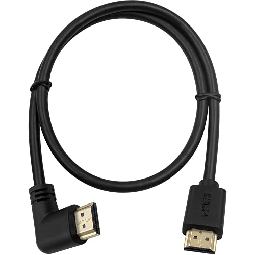 Poyiccot HDMI 2.0 Male to Male Cable 90 Degree, 2 Feet / 60cm Gold Plated High Speed HDMI Male to Male Left Angle Cable 60Hz, 4K 2K (M/M Left)