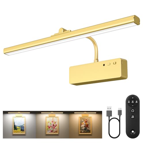 Picture Light, 15.35inch Wireless Picture Lights for Wall Rechargeable, 5400mAh Battery Wall Light...