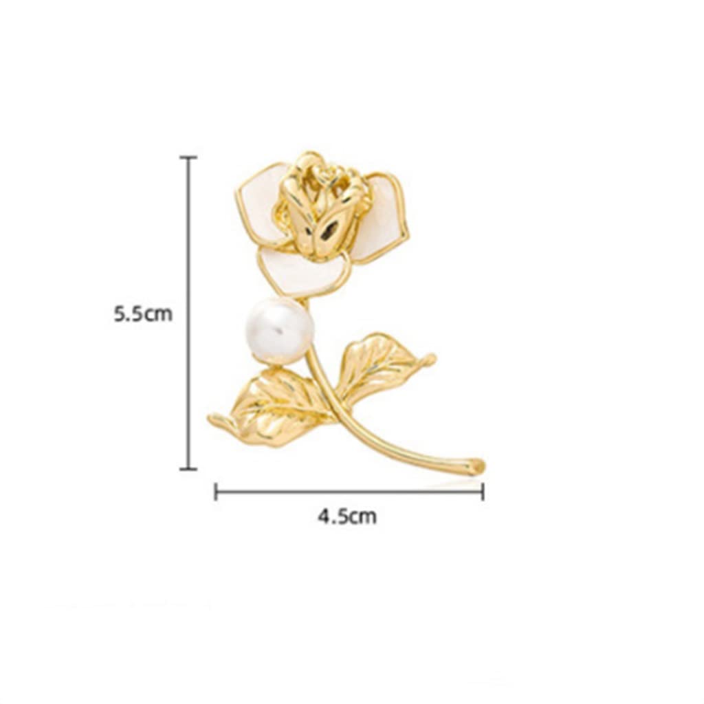 Broche de Rosa para Mujer, Broche de Flor de Perla de Concha de imitación, Chaqueta versátil, Broche para Traje, joyería de Boda, Regalo, Accesorios de Ropa
