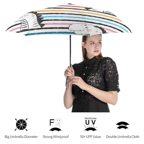 Parapluie automatique compact et résistant motif poisson - 4