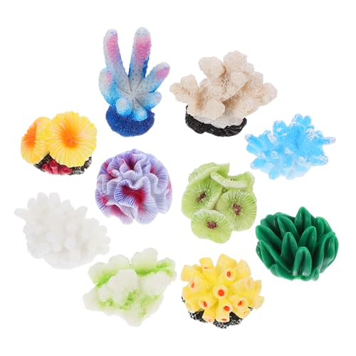 OFFSCH 10Pcs Artificial Coral Aquarium Decor Premium Resin Coral Sculptures for Fish Tank Landscaping Vivid Decorations for Home and Office Aquariums