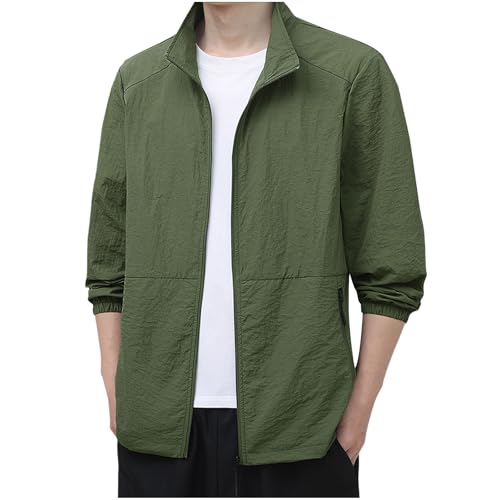 Sun Shirt for Men UV Protection Upf 50+ Lightweight Full Zip Stand Collar Fishing Jackets Hiking Athletic Rash Guard