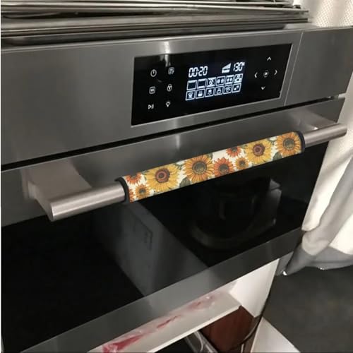 Image of Refrigerator Door Handle Covers Set of 6 Kitchen Electrical Appliance Decor Handles Waterproof Washable Fridge Microwave Dishwasher Door Cloth Protector, Sunflower Pattern