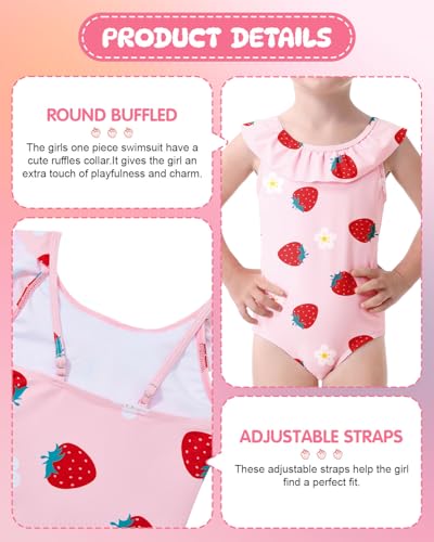 Century Star Girls Toddler Cute One Piece Swimsuits Bathing Suit Little Kids Swimwear Quick Dry Ruffle Floral3